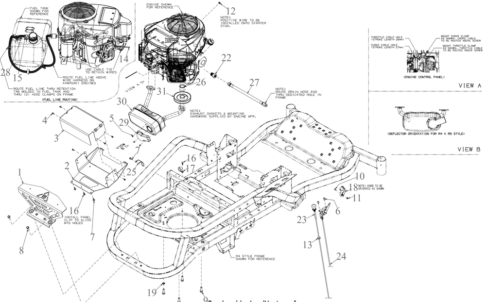 Engine Accessories Diagram and Parts List for ZT2-54KW (17RIEACI010)(2020) Cub Cadet Lawn Tractor